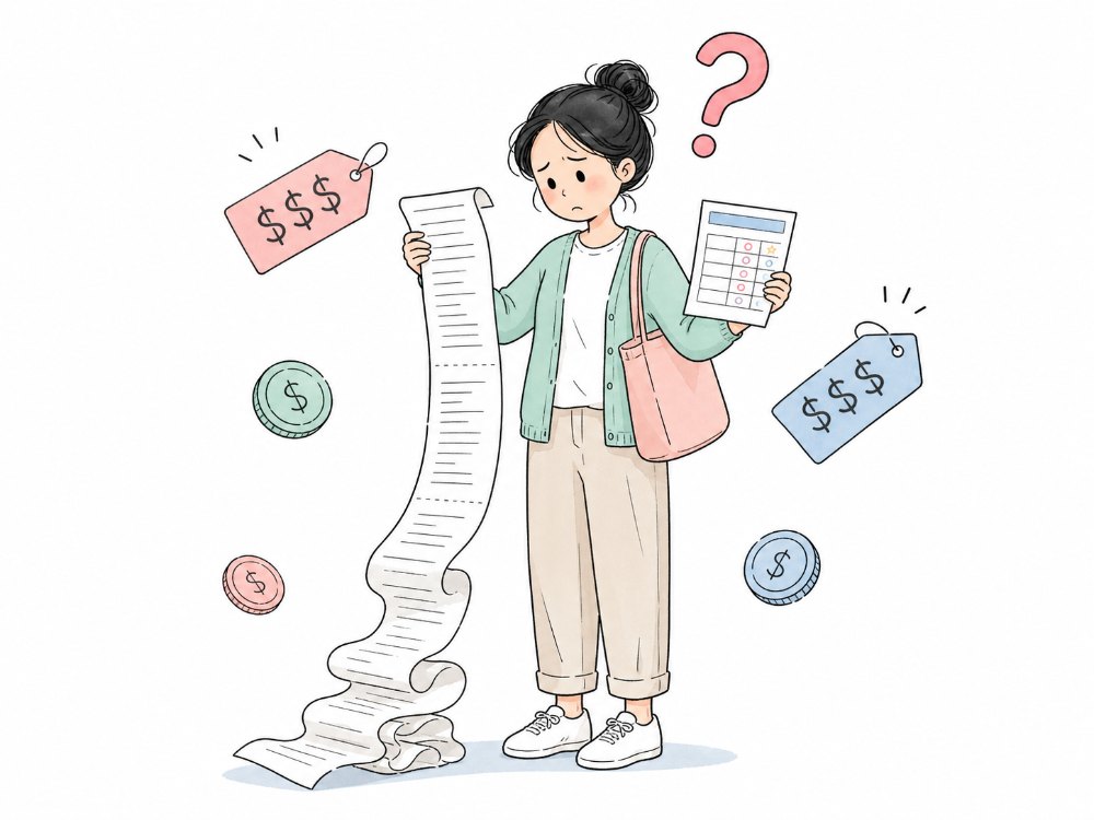 家長對著長長的補習收費單苦惱